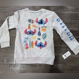 Disney Kids Light Gray Stitch Graphic Sweatshirt- size medium